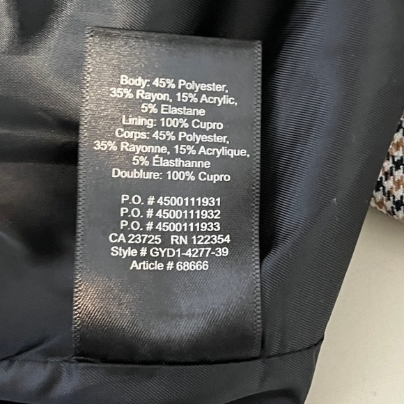 Babaton Womens Double Breasted Houndstooth Blazer Size 2 Brown Black - Picture 4 of 11